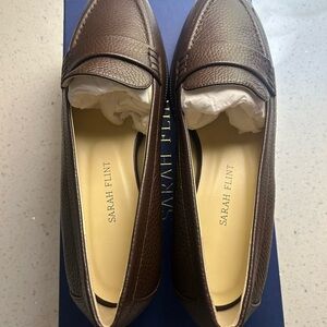 Sarah Flint Dark Brown Pebbled Leather Judy Loafers